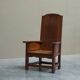 Antique solid oak armchair, 19th-century farmer style.