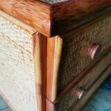Vintage chest of drawers in rattan and bamboo