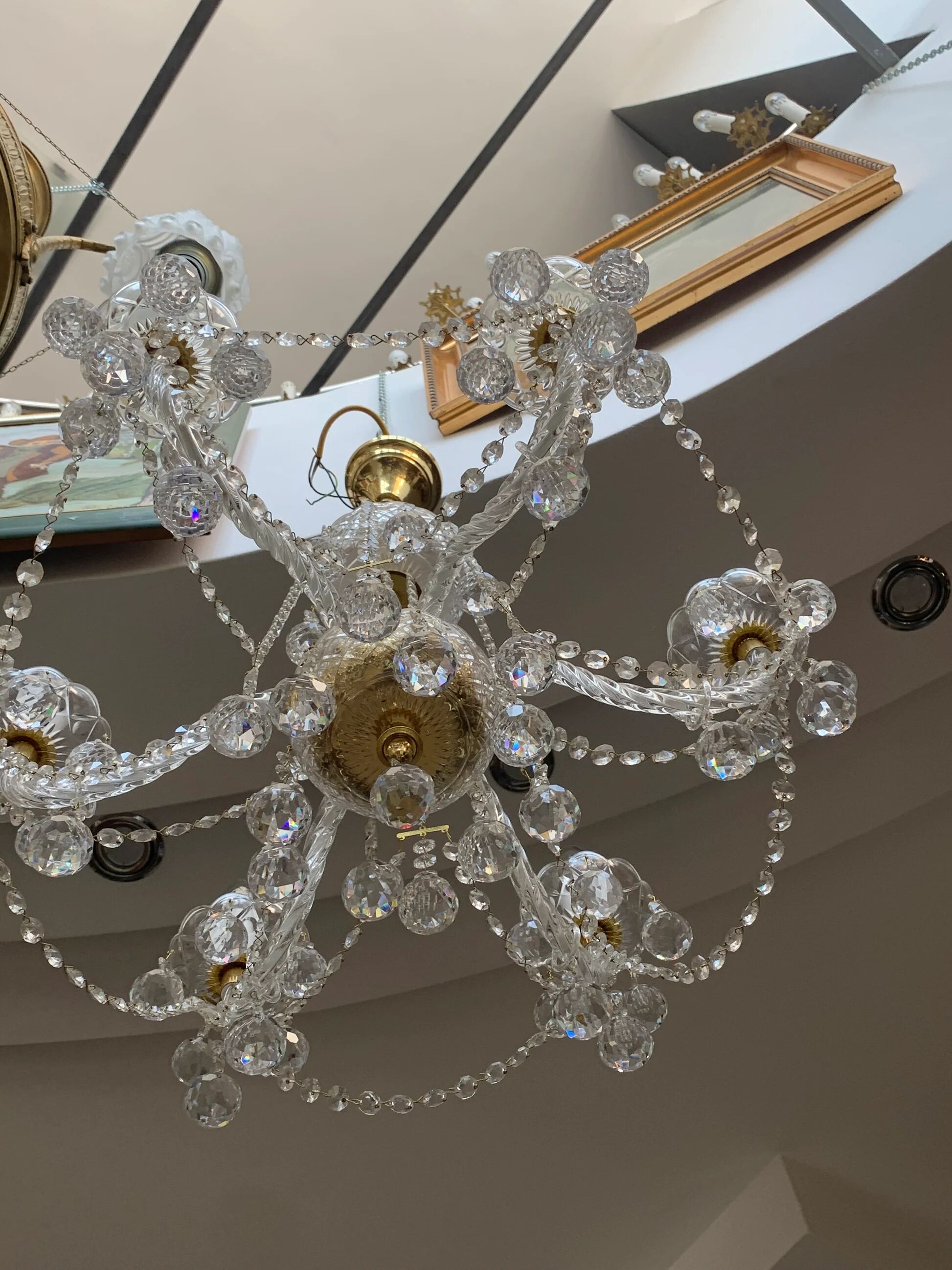 Czech cut crystal chandelier, 6 arms