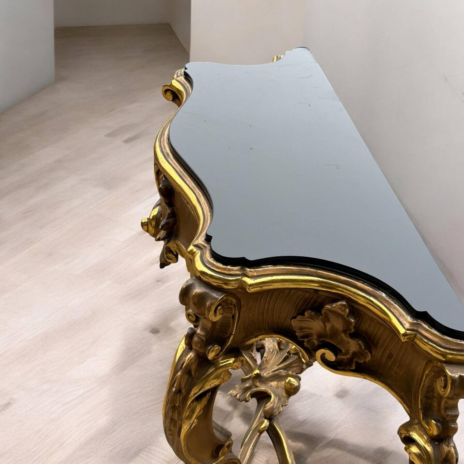 Large italian console in gilded wood in louis xv style, late 19th century, l 158 cm