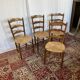 Set of 4 vintage wooden and straw chairs