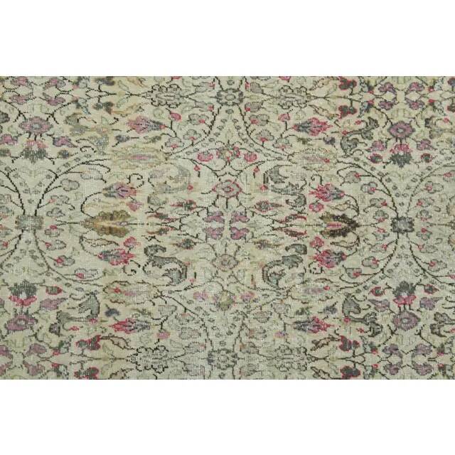 1970s Vintage Turkish Oushak Handmade Wool Cotton Cream Area Rug 165x206