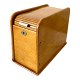 Wooden index card box vintage curtain file