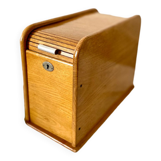 Wooden index card box vintage curtain file
