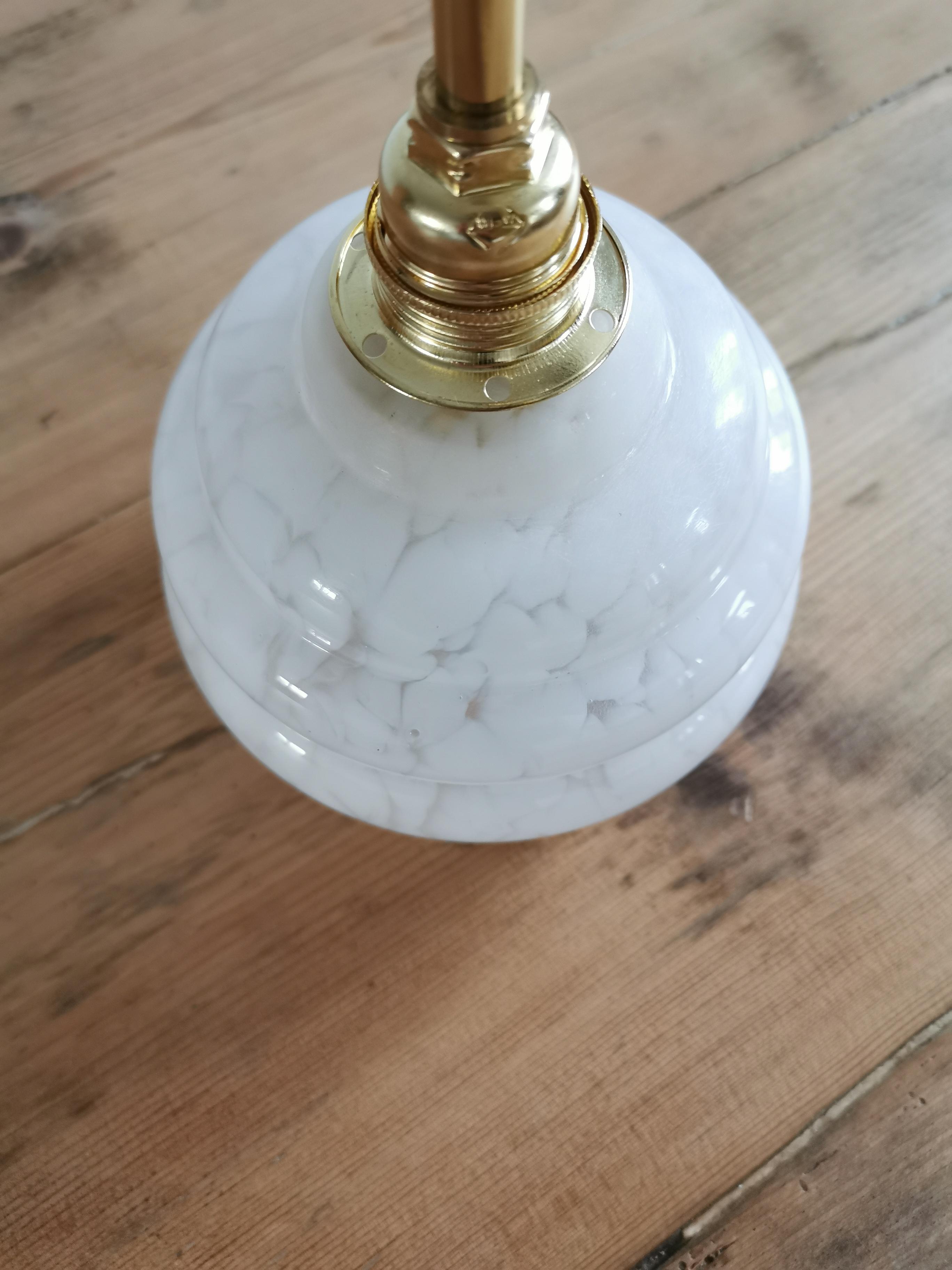 Vintage lampshade wall lamp in white Clichy glass