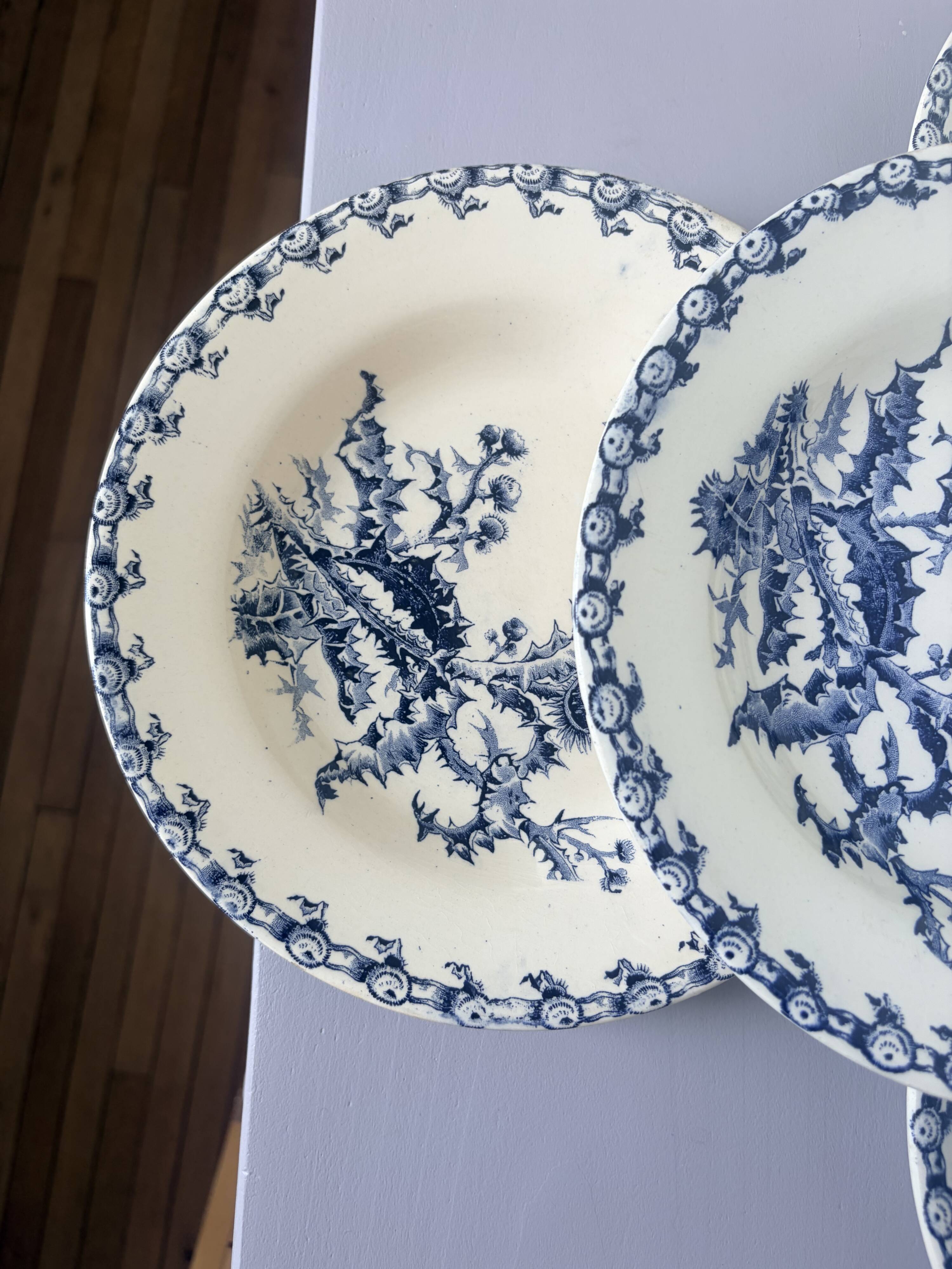 4 assiettes creuses Gien Chardons 260323