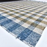 scandinavian kilim 290x190 cm , blue beige and  mustard colour.