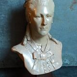 Bust of a woman "the elegant"XIXth in painted plaster signed on its solid wood base