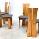 Set of four sculptural brutalist oak chairs