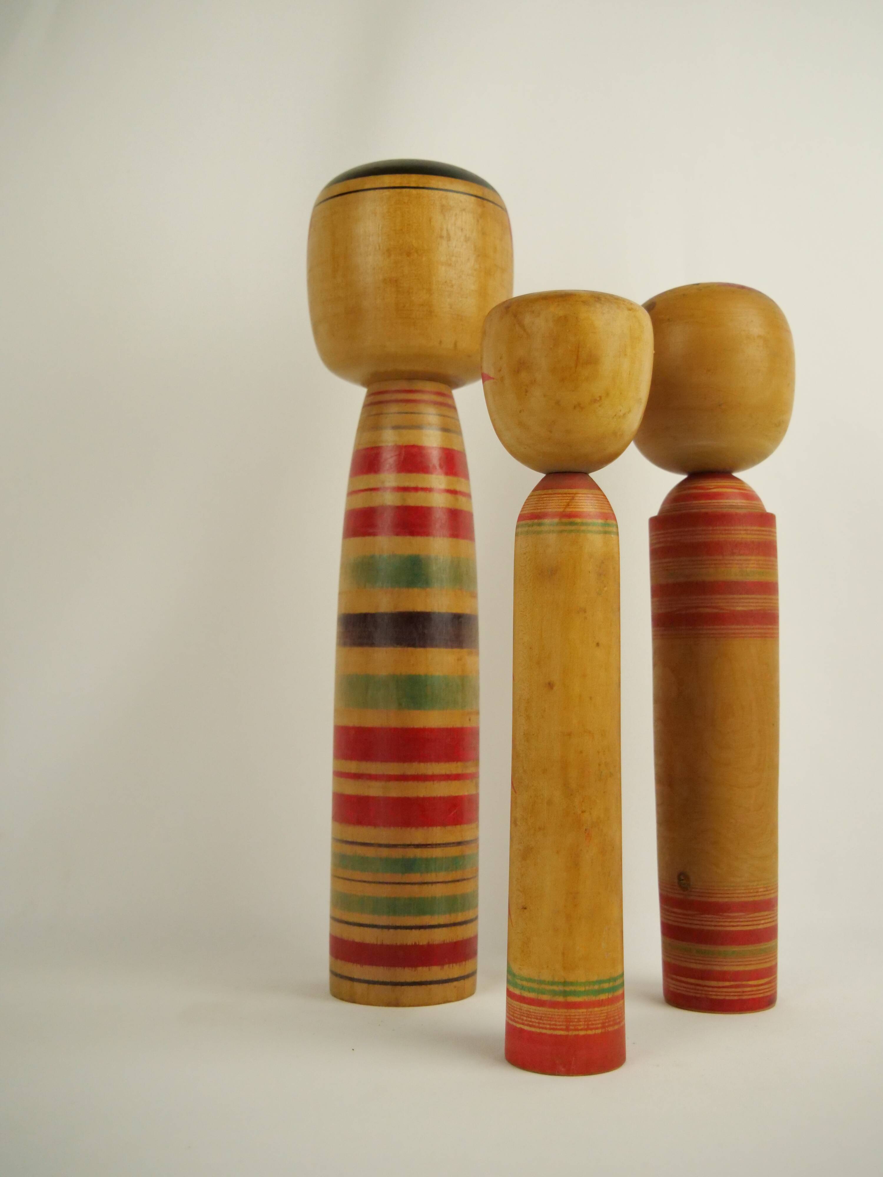 Lot de 3 kokeshi ( taille moyenne )