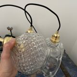 Set of three new electrified chiseled glass suspensions