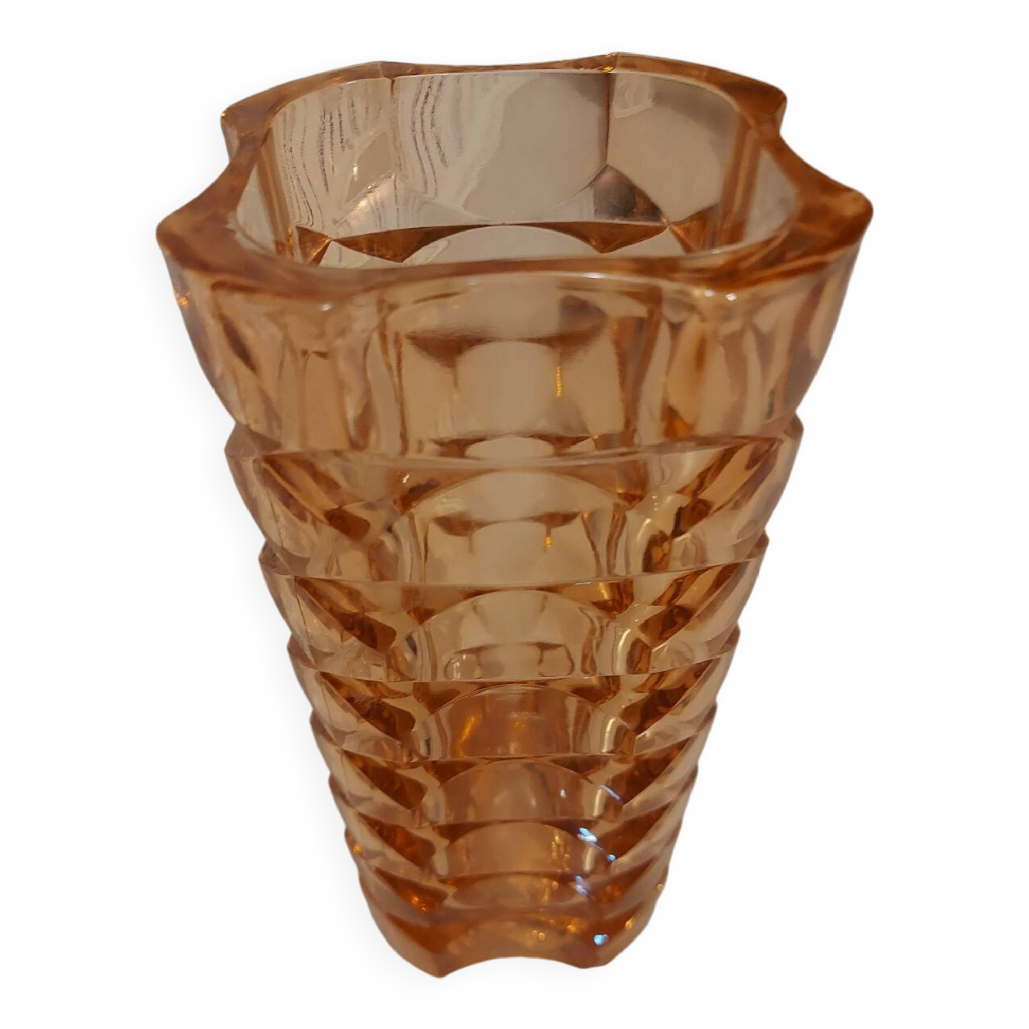 Art Deco vase in amber molded glass