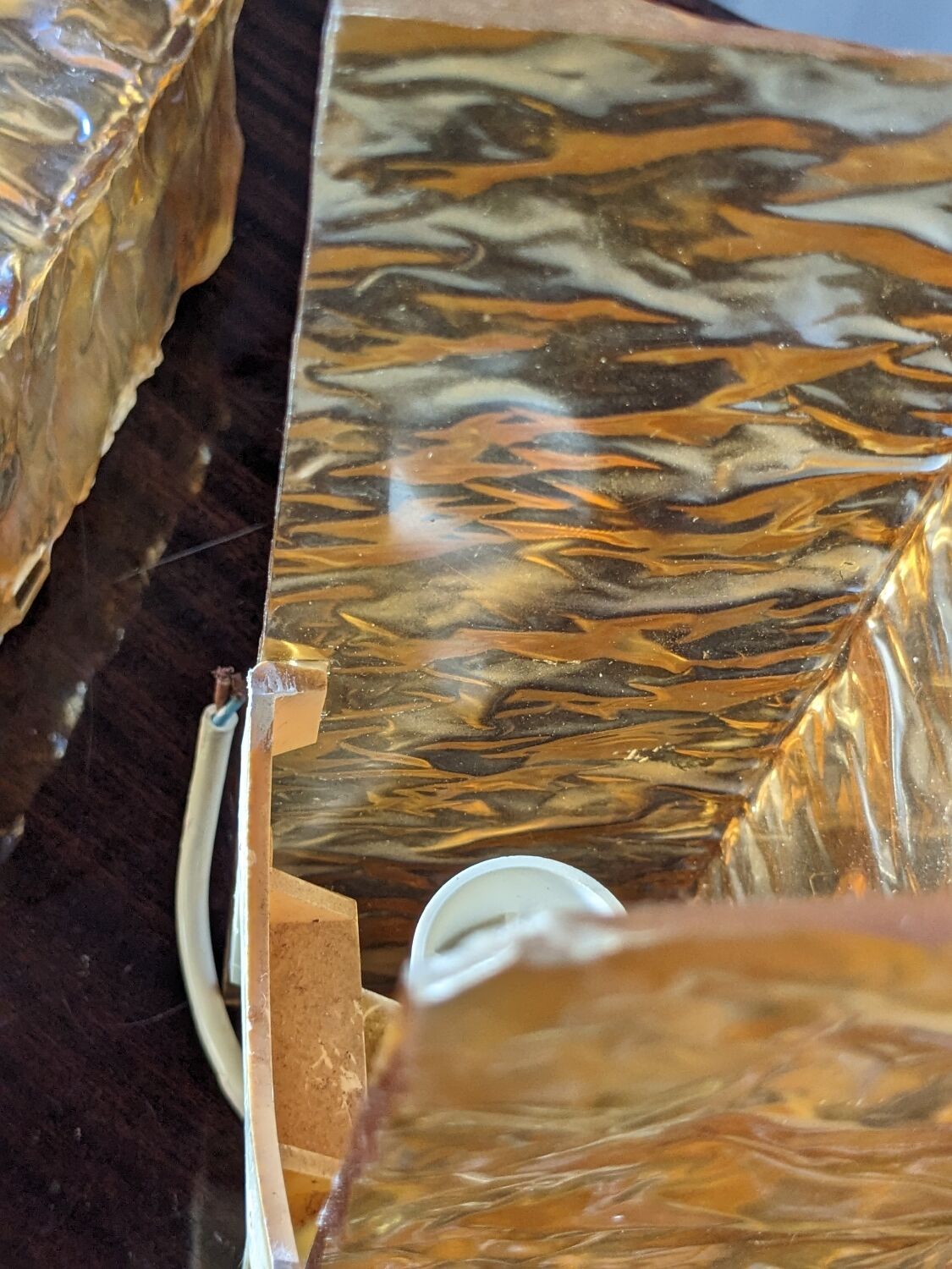 3 champagne-colored resin wall lights 1960 France