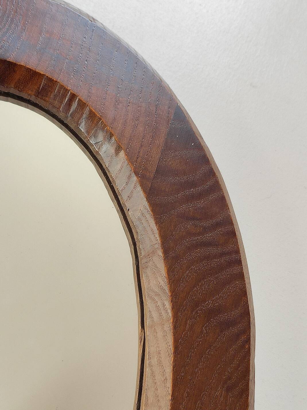 Vintage oval wooden mirror