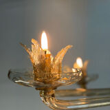 Venetian chandelier in gilded Murano glass, 10 light arms, circa 1920.