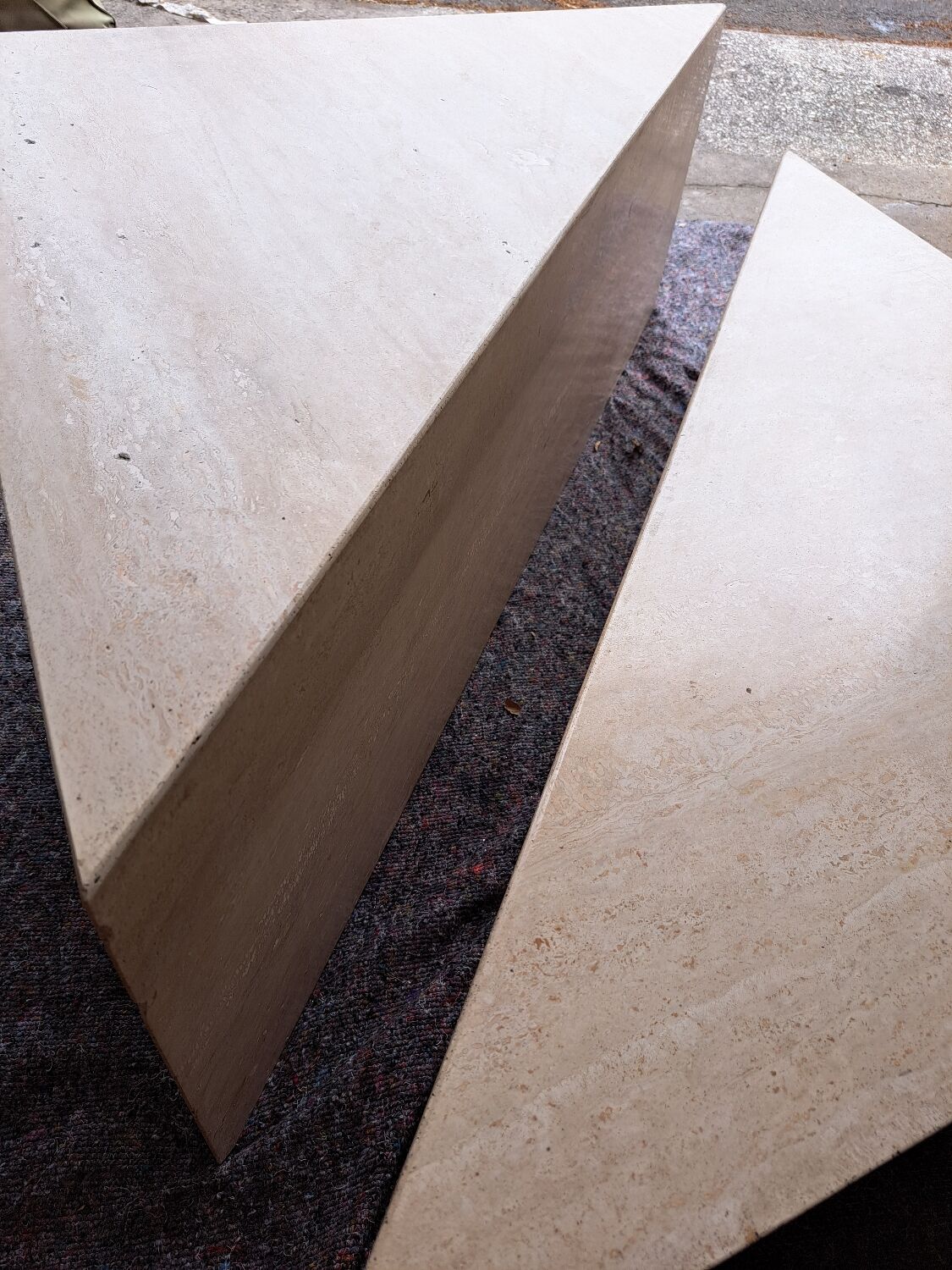 Travertine coffee table.