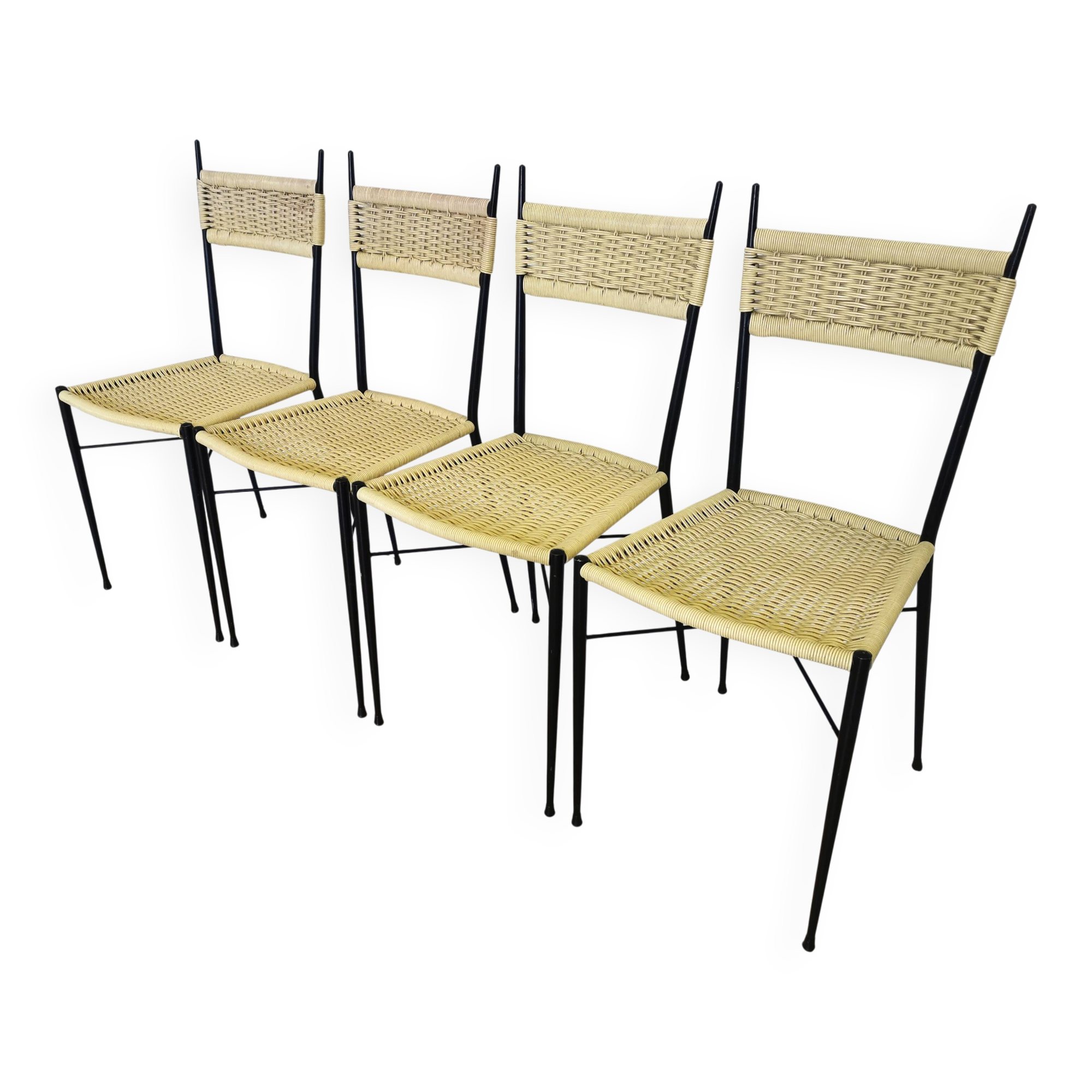 Set of 4 vintage dine chairs made in italy in the 1970s / mid century outdo