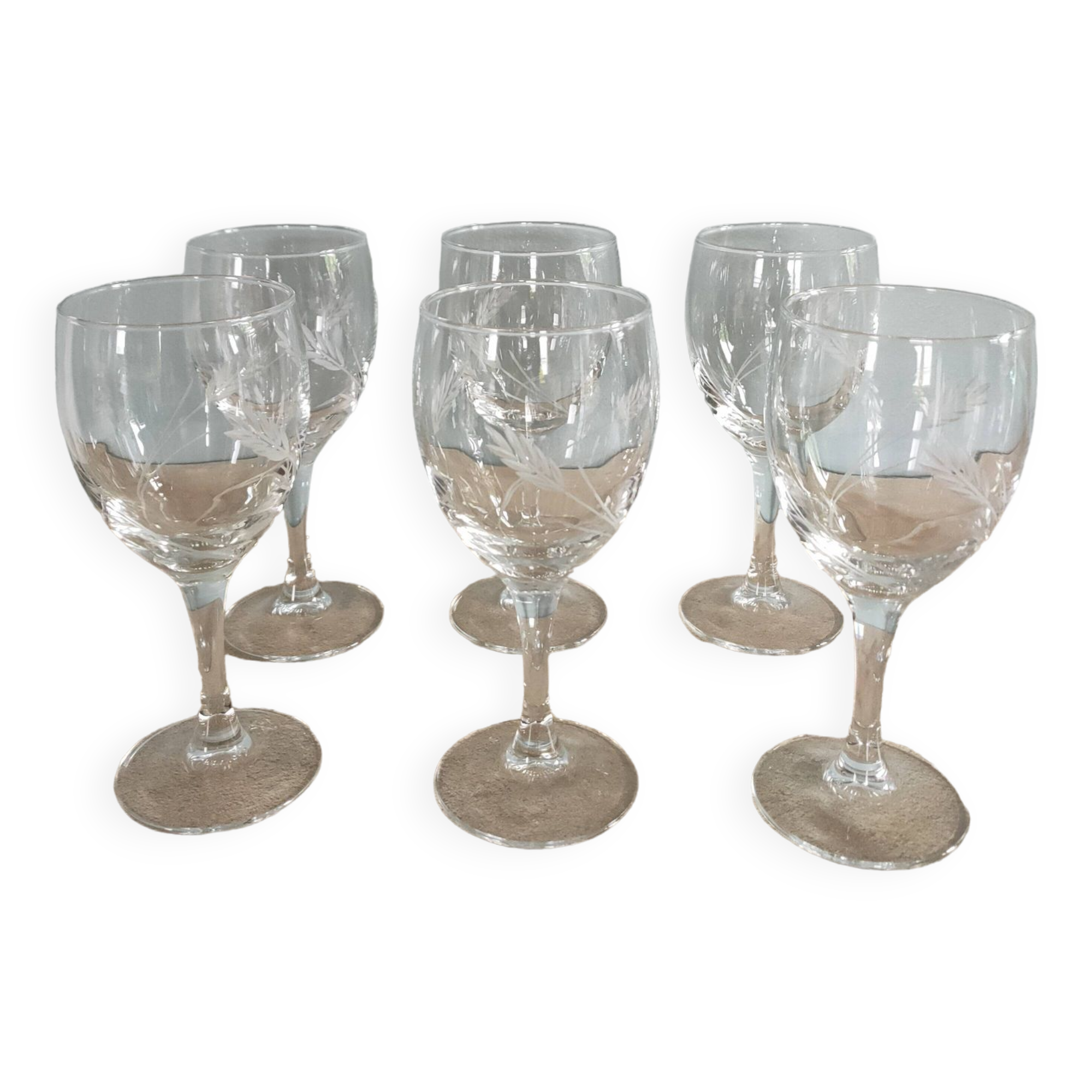 6 ears of wheat wine glasses