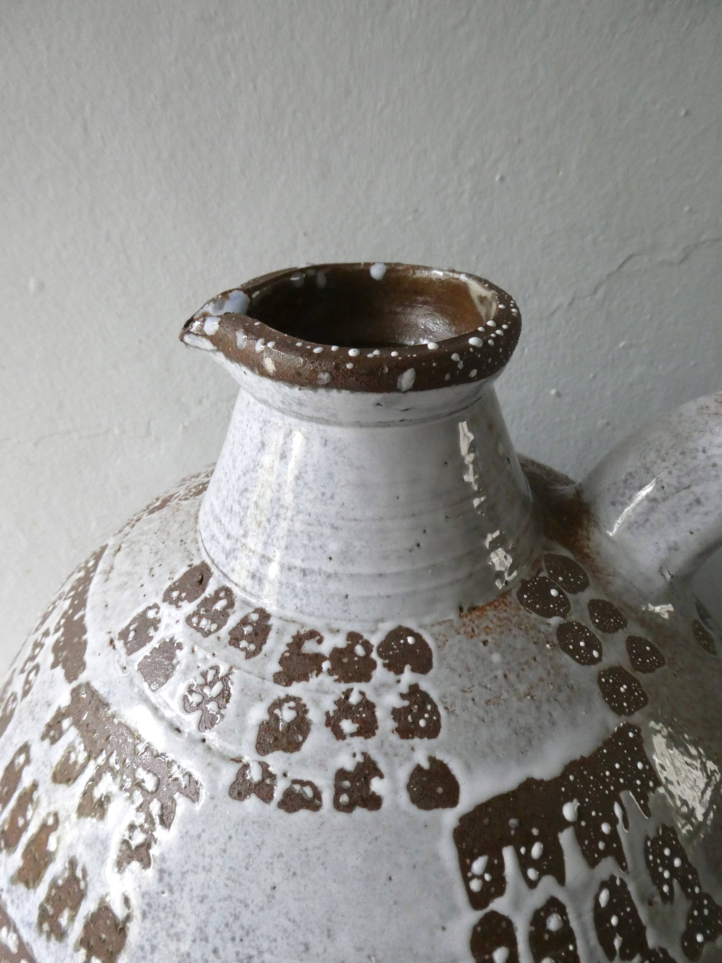 Enamelled sandstone vase by Joel Baudouin 1960s