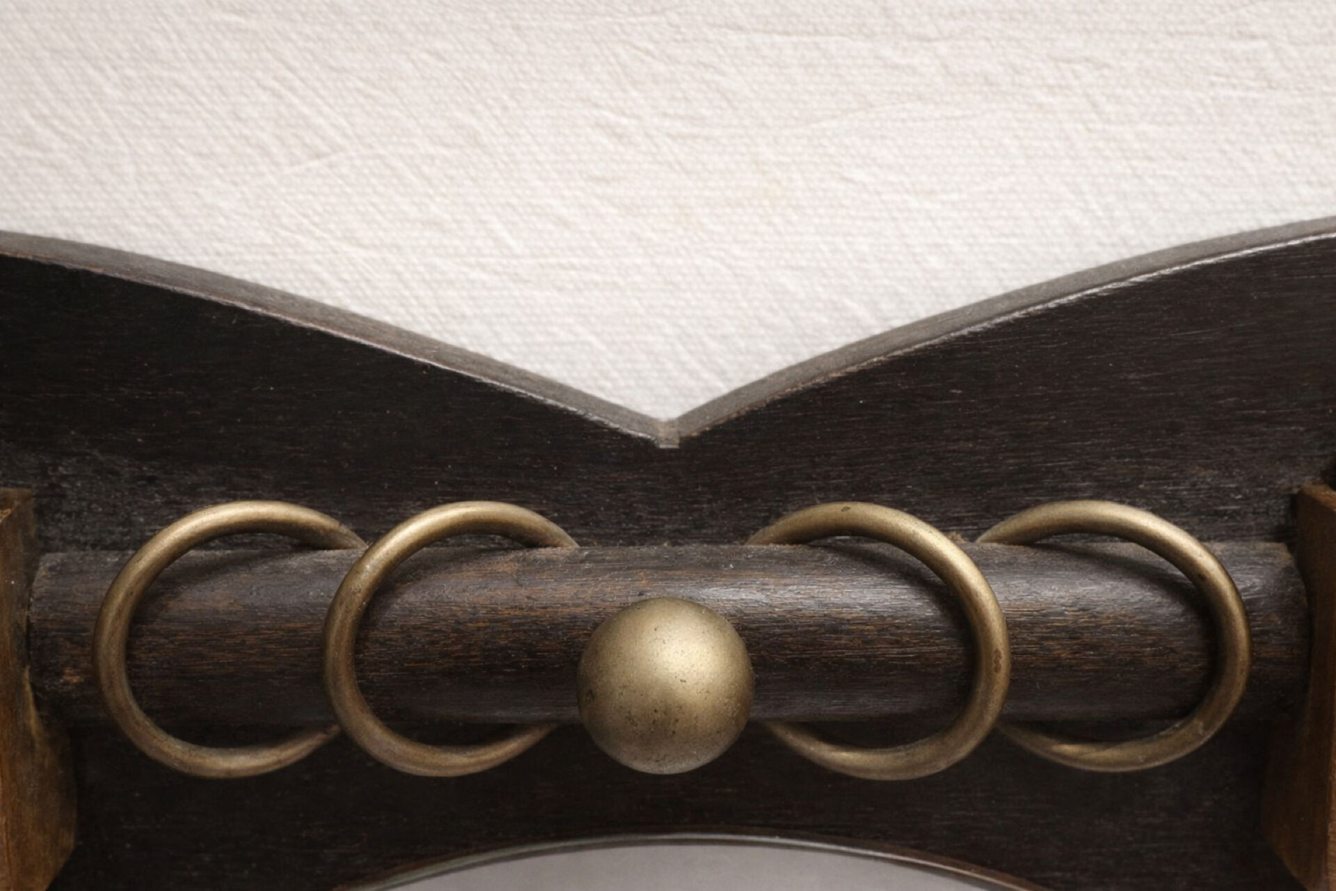 Art Deco mirror from the Amsterdam School, oak and brass set from the 1920s.