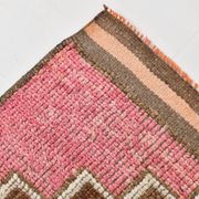 3x11 Pink and Brown Rare Colors Runner Rug, Wool Kilim Rug, 94x320Cm