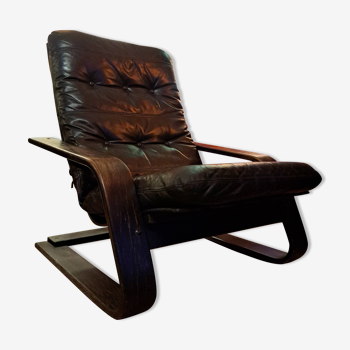 Lounge chair / Danish leather relax armchair, 1960s