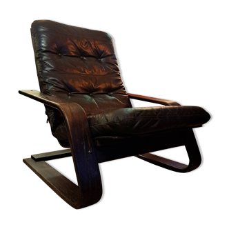 Lounge chair / fauteuil relax danois en cuir, 1960