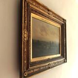 Hermann solbrig (1853-1942) painting, oil on panel, shepherdess and her troupe