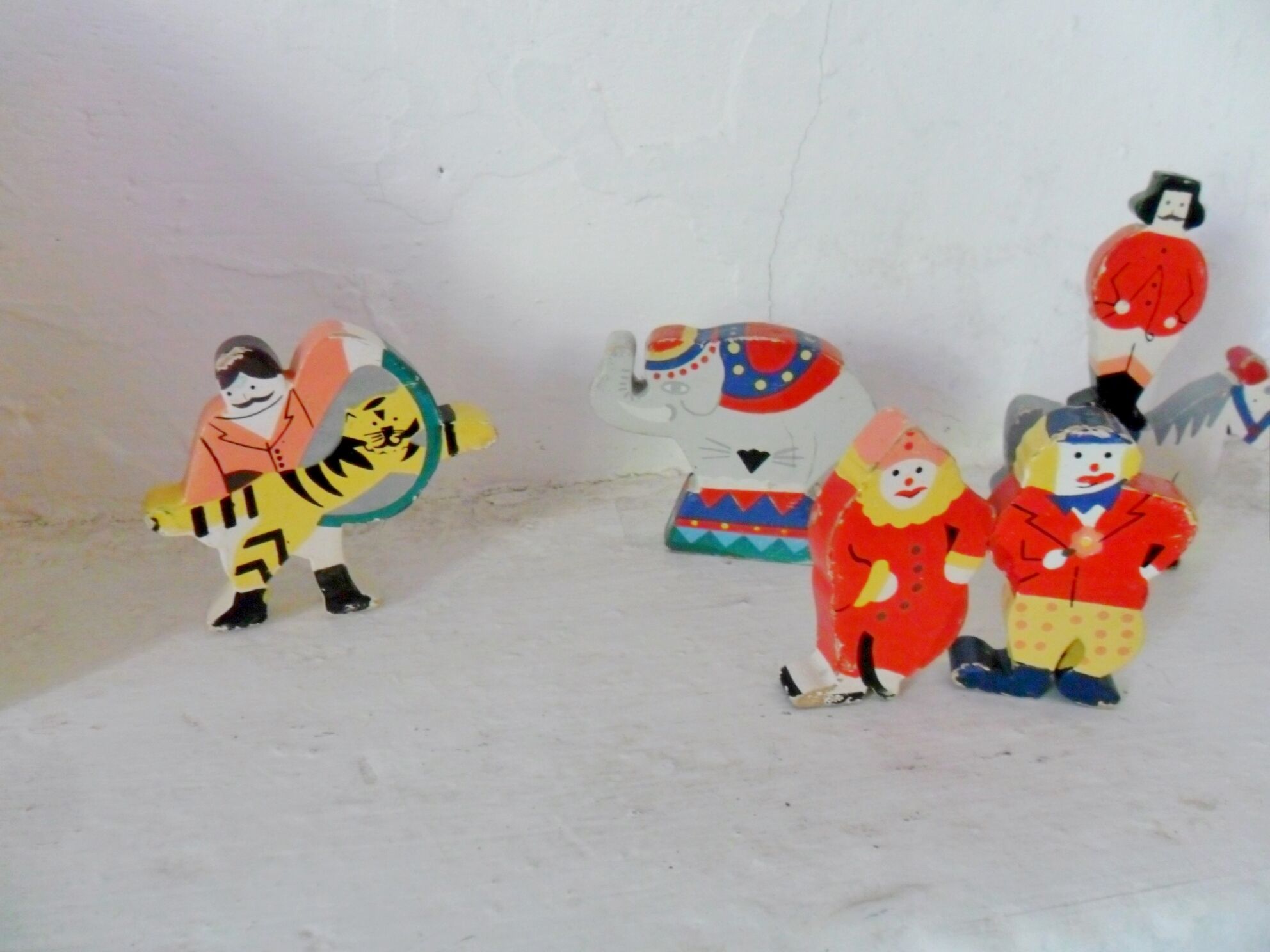 Vintage circus with wooden subjects
