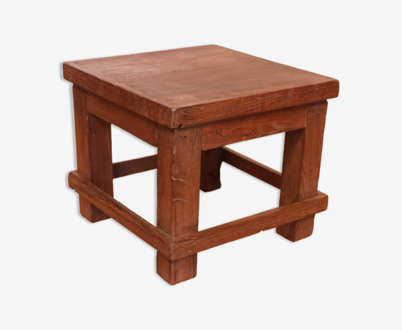 Table de chevet d'atelier en teck birman