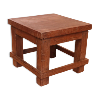 Old small Burmese teak workshop bedside table