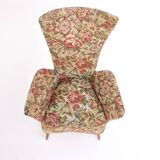 Fauteuil pour enfant en tissu floral vintage avec pieds en bois, Italie
