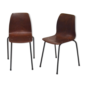 Pair of pagholz stacking chairs
