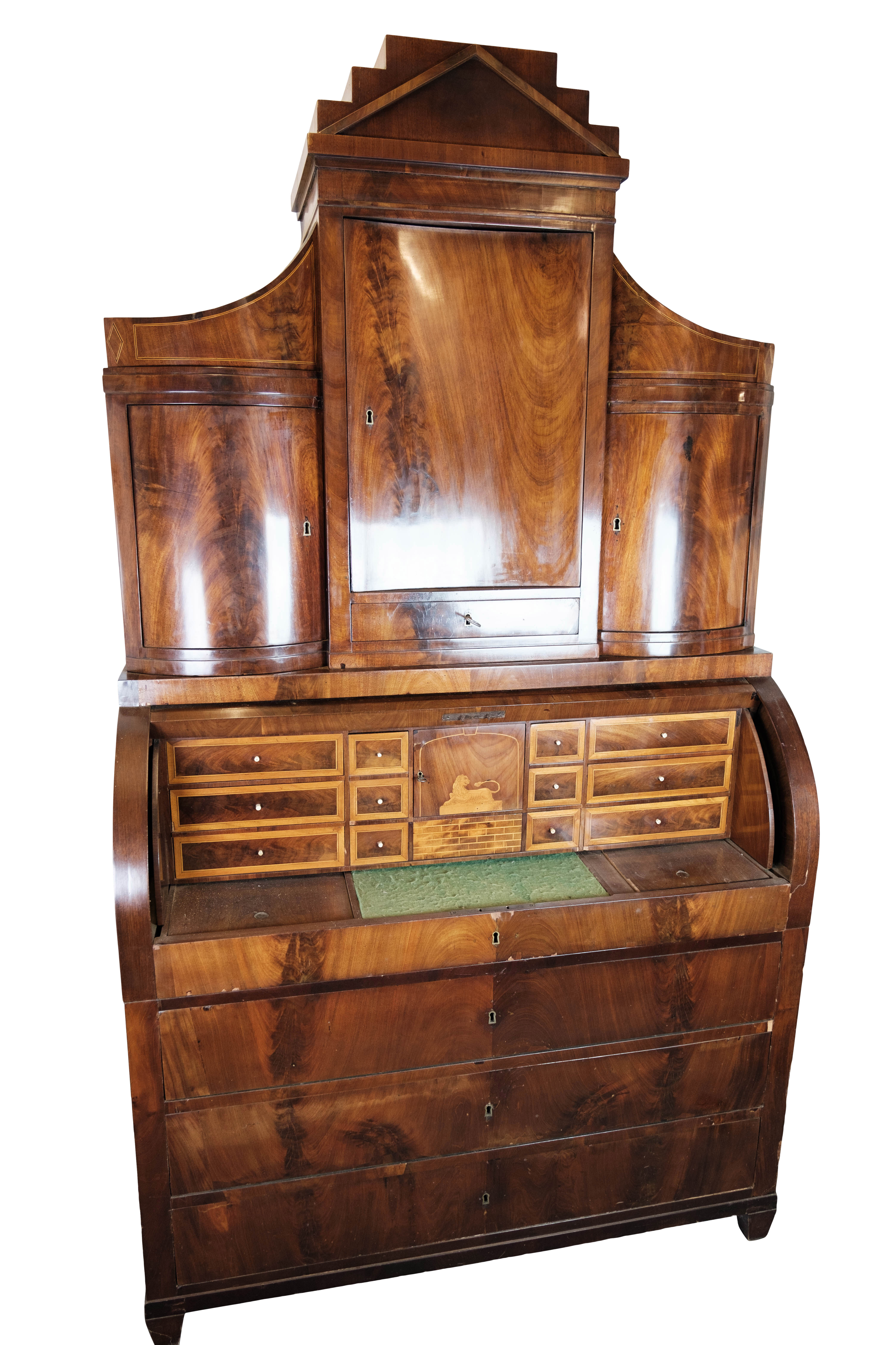 Empire bureau of hand polished mahogany, 1820s