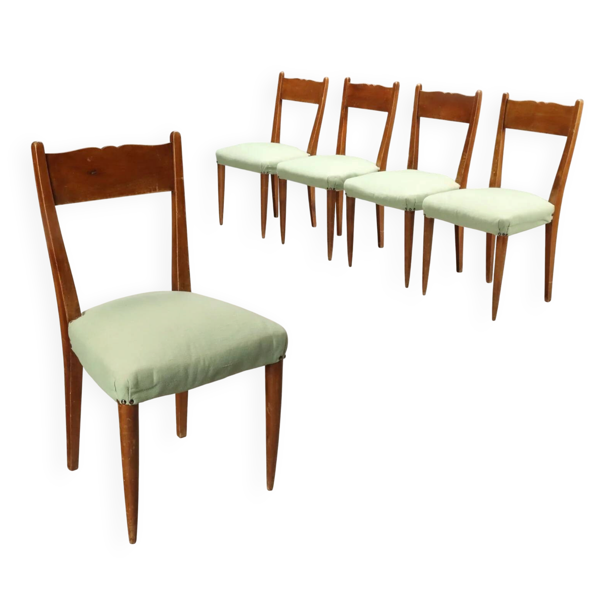 Chaises vintage en hêtre peint, tissu, design, Italie, années 1940-50