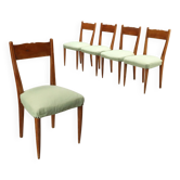 Vintage beech chairs, painted, fabric, design, Italy, 1940s-50s