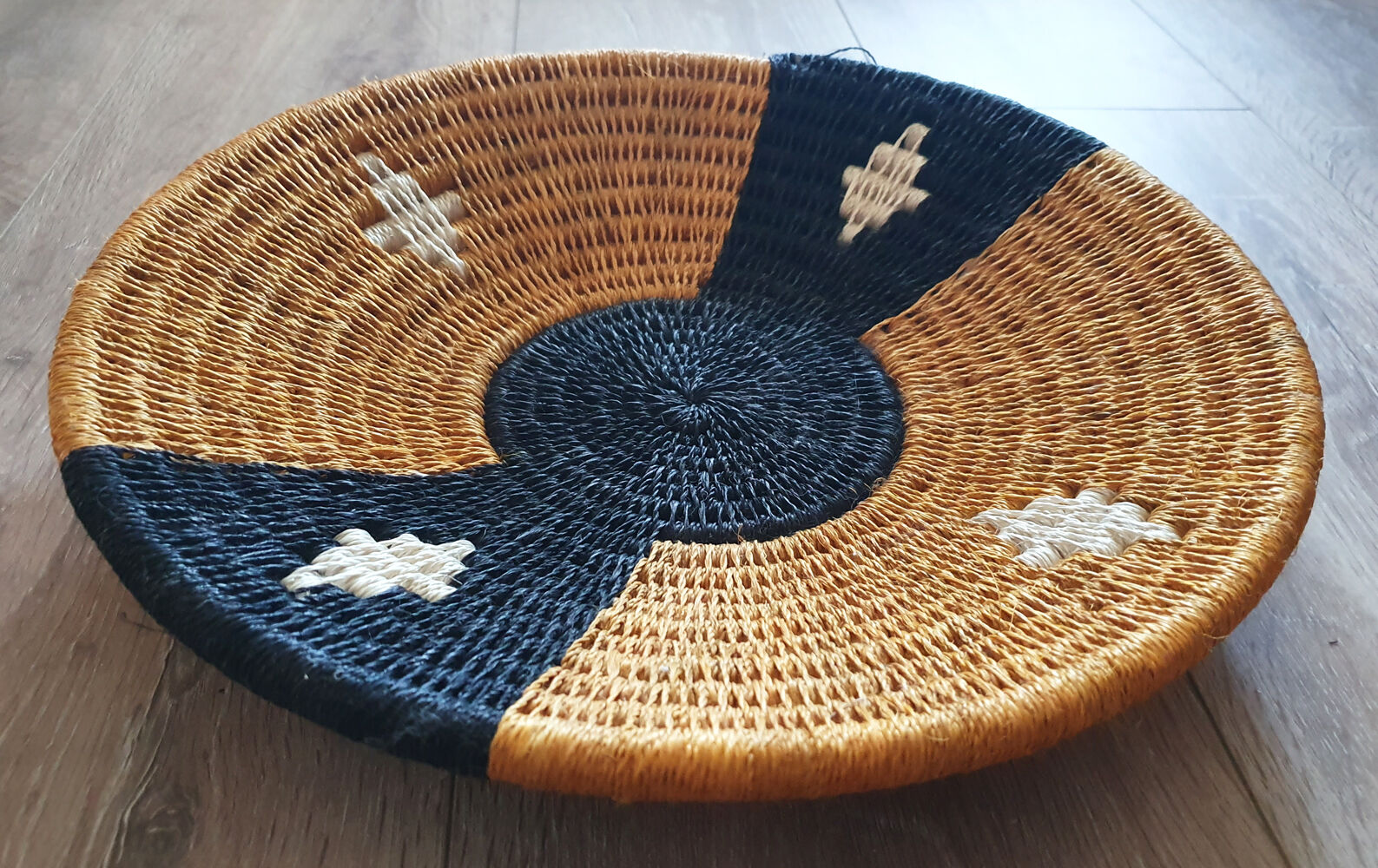 African woven wall basket, woven basket, ethnic and natural. Mr. Boswana.