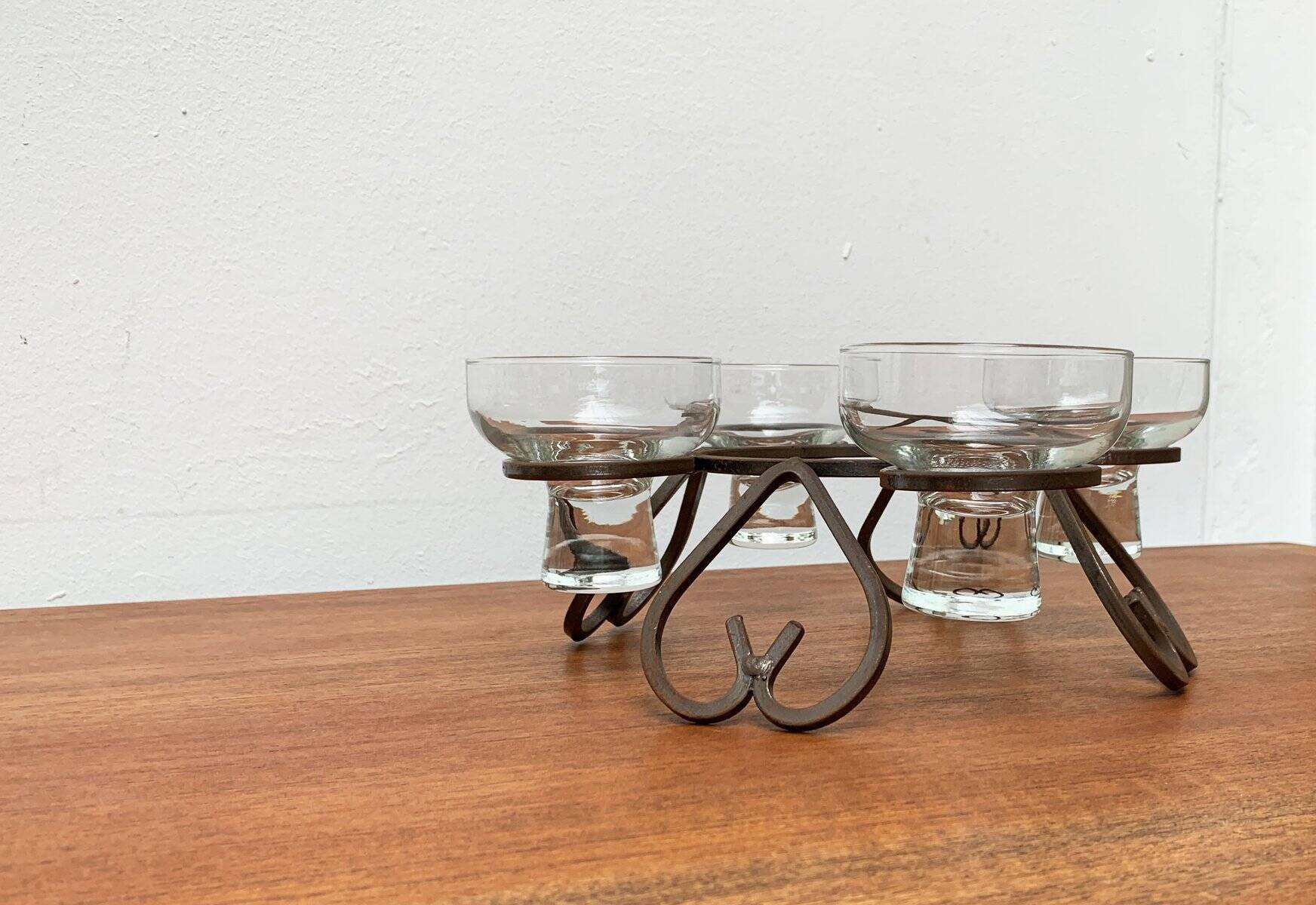 Danish chandelier in metal and glass, 1960s