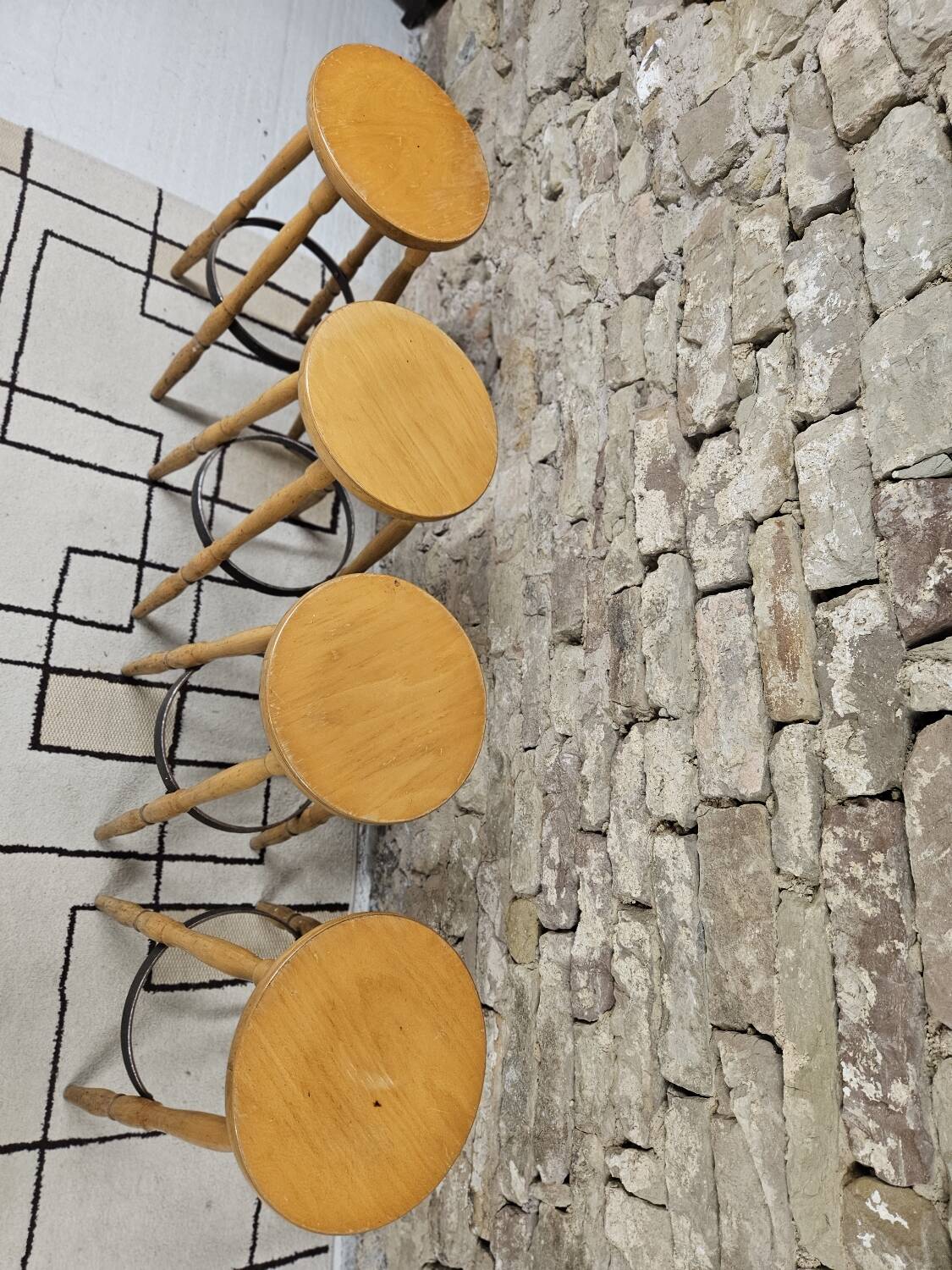 Lot de 4 tabourets de bar vintage 1970"
