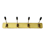 Vintage yellow wall coat rack - four hooks - 1950s