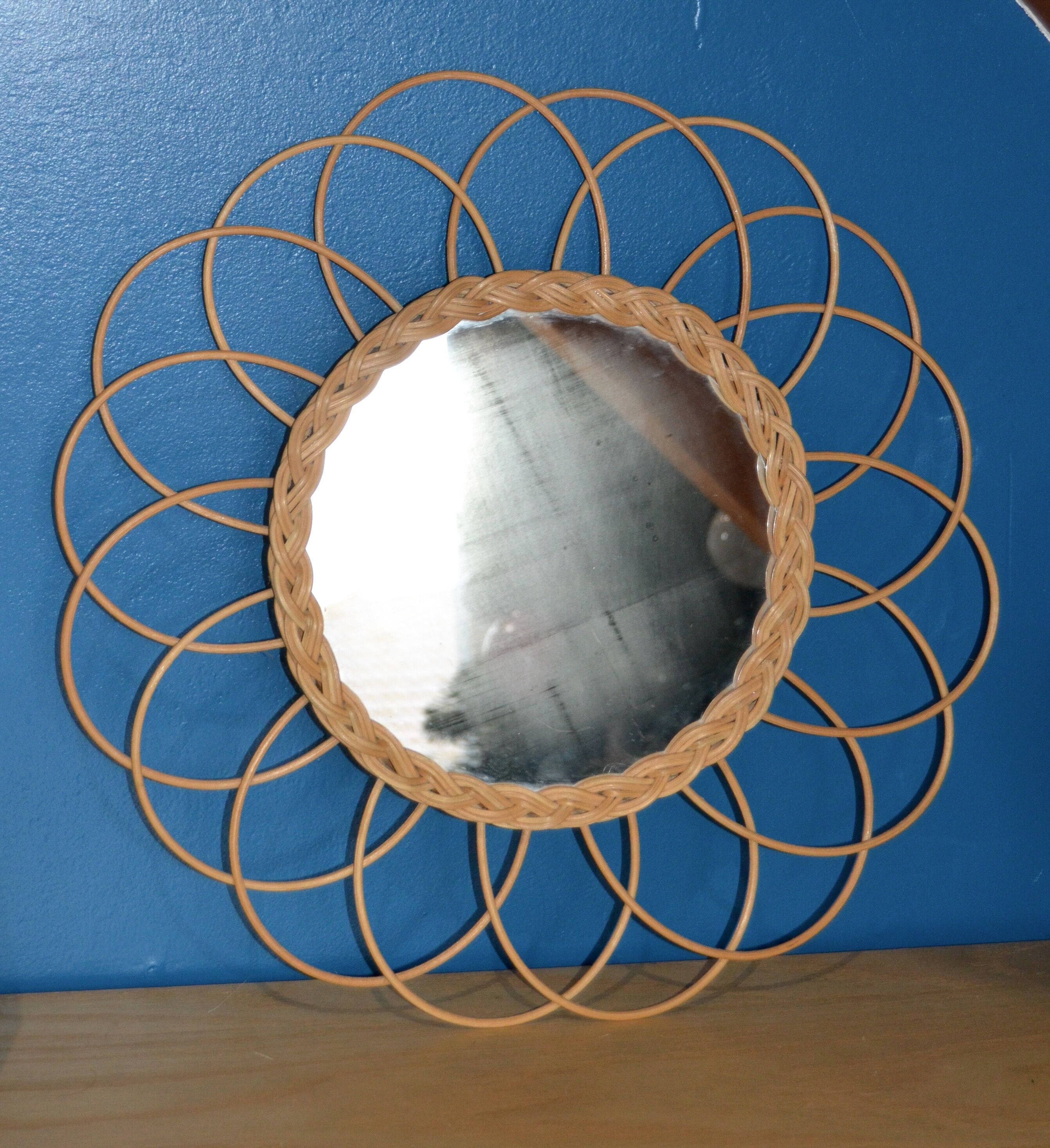 Mirror flower rattan & wicker 39 x 39 cm