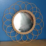 Mirror flower rattan & wicker 39 x 39 cm