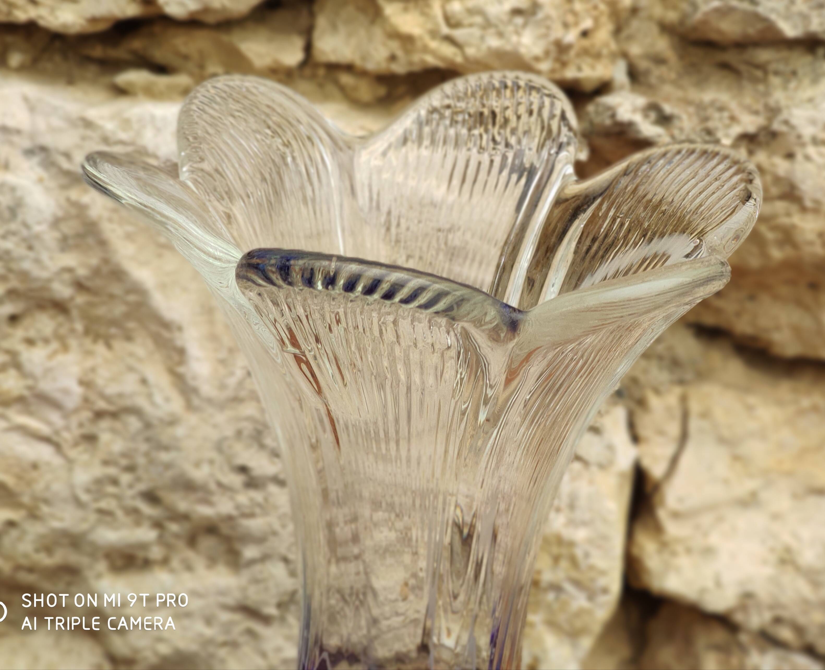 Large blue glass vase