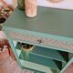Renovated library shelf green color and floral atmosphere