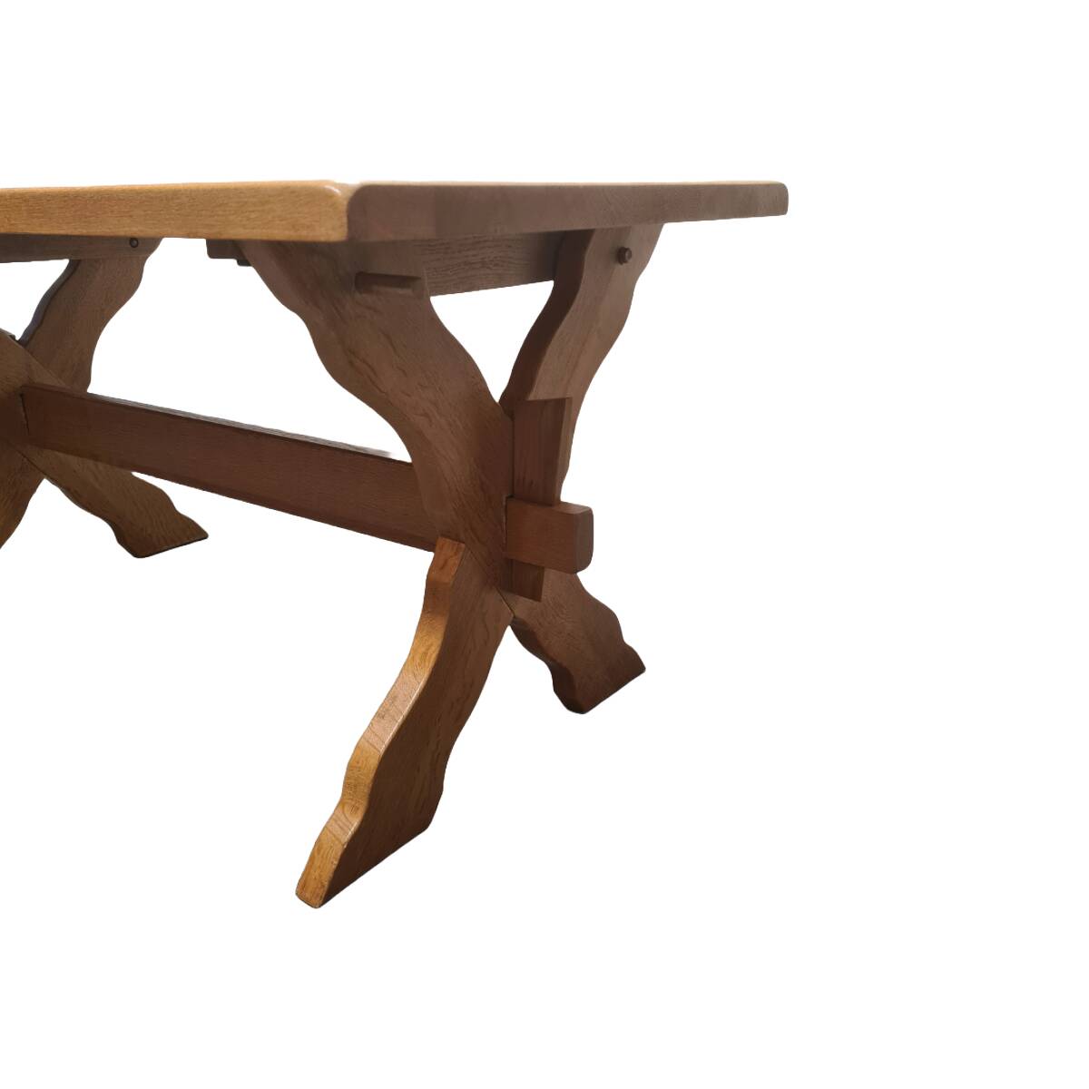 Dutch monastery table in virgin oak from Oisterwijk, 1980s