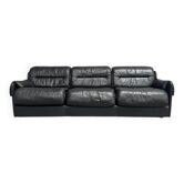 Black leather 3 seat sofa by Dreipunkt, 1970s