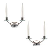 Pair of Art Deco Glass Chrome Lamps