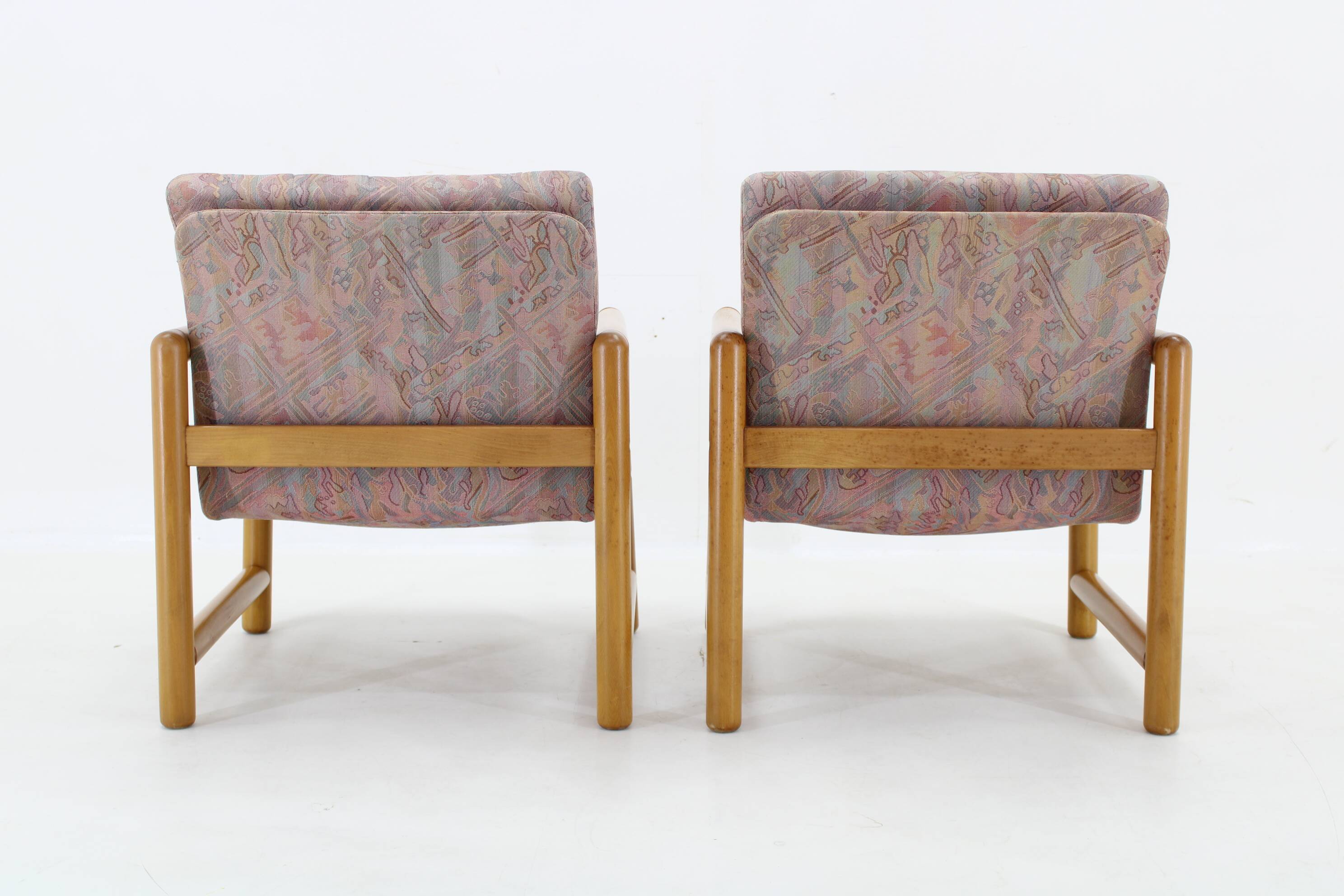 1970s Pair of Beech Armchairs and Coffee Table  by TON, Czechoslovakia