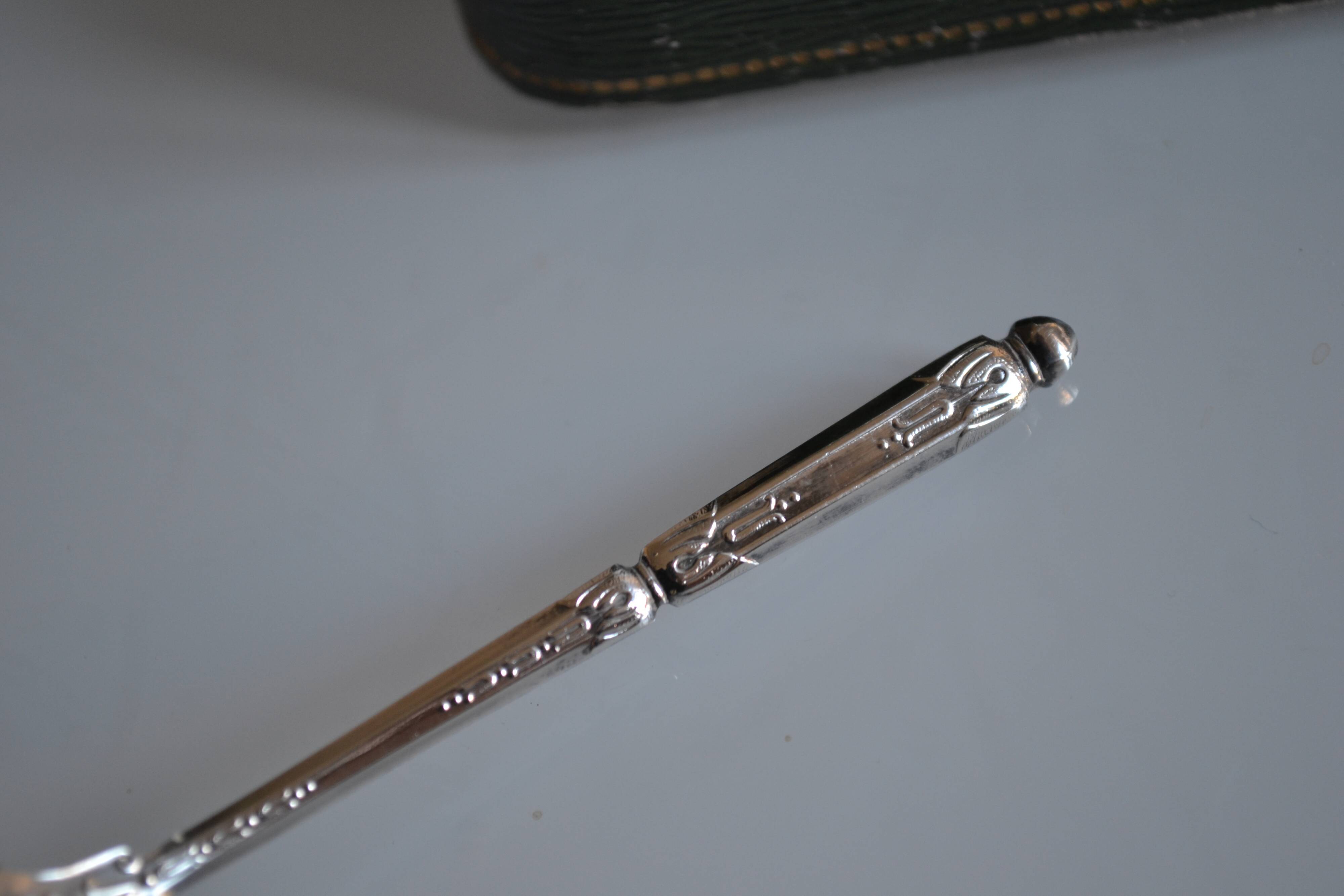 12 Silver-plated metal mocha spoons with Russian handle + box