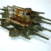 Large brutalist iron & ice Murano glass sconce / wall lamp, 1960s
